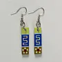Handmade Lightweight Blue Olive Line Motif Earrings