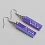 Handmade Lightweight Purple White Triangle Line Earrings