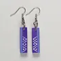 Handmade Lightweight Purple White Triangle Line Earrings