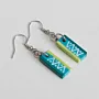 Handmade Lightweight Turquoise White Chevron Earrings