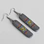 Handmade Lightweight Charcoal Yellow Zigzag Earrings