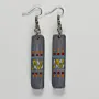 Handmade Lightweight Charcoal Yellow Zigzag Earrings