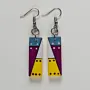 Handmade Lightweight Purple Yellow Color Block Earrings