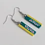 Handmade Lightweight Teal Yellow Triangle Border Earrings