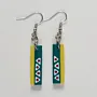 Handmade Lightweight Teal Yellow Triangle Border Earrings