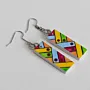 Handmade Lightweight Lime Orange Diagonal Geometric Earrings