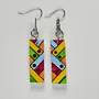 Handmade Lightweight Lime Orange Diagonal Geometric Earrings
