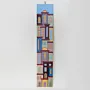 Handmade Wooden Blue Purple City Wall Art - 50 x 10 cm