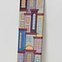 Handmade Wooden Blue Purple City Wall Art - 50 x 10 cm