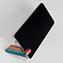 Handmade Wooden Desk Phone Stand with Rainbow Magenta Blue Pattern - 6 cm