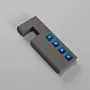 Handmade Wooden Desk Phone Stand with Grey Blue Geometric Pattern - 6 cm
