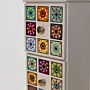 Handmade Wooden Mini Drawer Cabinet with Patterned Tiles