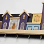 Handmade Wooden Pastel City Wall Key Holder - 50 x 15 cm