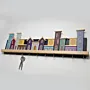 Handmade Wooden Pastel City Wall Key Holder - 50 x 15 cm