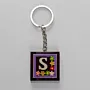 Handmade Wooden Initial S Keychain and Bag Charm - 4 x 4 cm