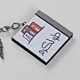 Personalized Wooden Arabic Name Keychain with Pastel City Strip - 4 x 4 cm