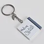 Personalized Wooden Arabic Name Keychain with Minimal Black Skyline - 4 x 4 cm