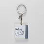 Personalized Wooden Arabic Name Keychain with Minimal Black Skyline - 4 x 4 cm