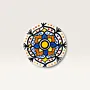 Hand-Painted Round Ceramic Coaster with Colorful Heritage Motif