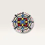 Hand-Painted Round Ceramic Coaster with Colorful Heritage Motif