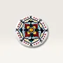 Hand-Painted Round Ceramic Coaster with Colorful Heritage Motif
