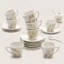 Handmade White Ceramic Coffee Cup Set with 12K Gold