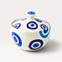 Sky and Sea Handmade Ceramic Sugar Bowl with Blue Motifs