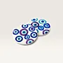 Sky and Sea Round Handmade Ceramic Coaster with Blue Motifs
