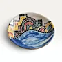 Handmade Turquoise Mosaic Ceramic Plate with Glass Detail