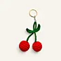 Handmade Crochet Cherry Keychain with Custom Color Option