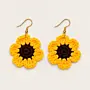 Handmade Crochet Floral Earrings - White & Yellow