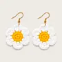 Handmade Crochet Floral Earrings - Lavender & Yellow