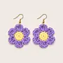 Handmade Crochet Floral Earrings - Pink & White
