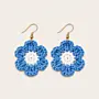 Handmade Crochet Floral Earrings - Coral & White
