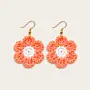 Handmade Crochet Floral Earrings - Red & Yellow