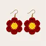 Handmade Crochet Floral Earrings - Pale Yellow & Brown