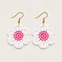 Handmade Crochet Floral Earrings - Purple & White