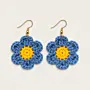 Handmade Crochet Floral Earrings - Mint Green & White