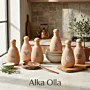 Alkaline Blue Calligraphy Olla Clay Bottle Handmade 800ml
