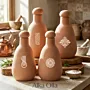 Alkaline White Olla Clay Bottle Handmade 800ml (Calligraphy or Pattern)