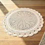 Handmade Crochet Round Placemat & Side Table Mat - Polyester 42 cm
