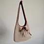 Handmade Crochet Tote Bag with Lining & Magnetic Closure - 28x25 cm
