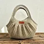 Beige Handmade Crochet Tote Bag - Premium Turkish Yarn 34x21 cm