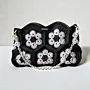 Crochet Shoulder Bag with Chain Strap & Magnetic Closure - 26x16 cm