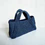 Blue Handmade Crochet Tote Bag with Zipper Closure - 34x18x10 cm