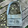 Pale Teal Crochet Shoulder Bag with Double Magnetic Closure - 27x20 cm