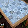 Handcrafted Ceramic Top Table – Pine Wood Printed Center Table