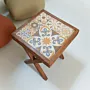 Small Ceramic Accent Table - Pine Wood Pattern Top - 33x33x44 cm thumbnail