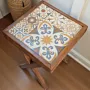 Small Ceramic Accent Table - Pine Wood Pattern Top - 33x33x44 cm thumbnail