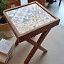 Small Ceramic Accent Table - Pine Wood Pattern Top - 33x33x44 cm thumbnail